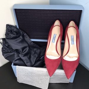 Prada Dark Red Suede 85mm pumps